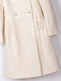 CHANEL 17A Ivory CC Big Buttons Double Wool Tweed Coat 38 シャネル アイボリー CC ロゴ ビッグ ボタン ダブル ウール ツイード コート 即発