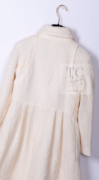 CHANEL 17A Ivory CC Big Buttons Double Wool Tweed Coat 38 シャネル アイボリー CC ロゴ ビッグ ボタン ダブル ウール ツイード コート 即発