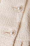 CHANEL 17A Ivory CC Big Buttons Double Wool Tweed Coat 38 シャネル アイボリー CC ロゴ ビッグ ボタン ダブル ウール ツイード コート 即発