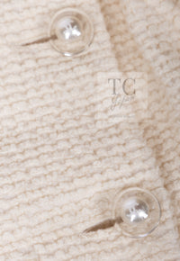 CHANEL 17A Ivory CC Big Buttons Double Wool Tweed Coat 38 シャネル アイボリー CC ロゴ ビッグ ボタン ダブル ウール ツイード コート 即発