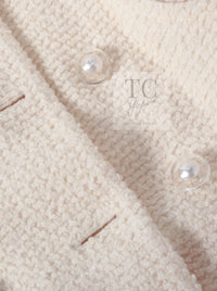 CHANEL 17A Ivory CC Big Buttons Double Wool Tweed Coat 38 シャネル アイボリー CC ロゴ ビッグ ボタン ダブル ウール ツイード コート 即発