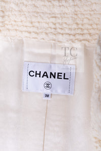 CHANEL 17A Ivory CC Big Buttons Double Wool Tweed Coat 38 シャネル アイボリー CC ロゴ ビッグ ボタン ダブル ウール ツイード コート 即発
