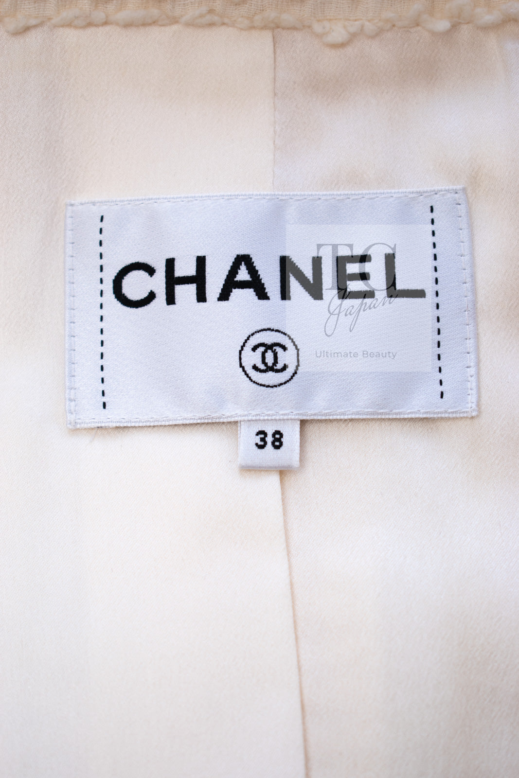 CHANEL 17A Ivory CC Big Buttons Double Wool Tweed Coat 38 シャネル アイボリー CC ロゴ ビッグ ボタン ダブル ウール ツイード コート 即発