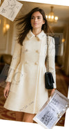 CHANEL 17A Ivory CC Big Buttons Double Wool Tweed Coat 38 シャネル アイボリー CC ロゴ ビッグ ボタン ダブル ウール ツイード コート 即発