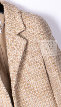 CHANEL 00A Vintage Beige Sequin Embellishments Wool Alpaca Coat 38 シャネル ヴィンテージ ベージュ スパンコール ウール アルパカ コート 即発