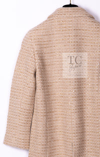 CHANEL 00A Vintage Beige Sequin Embellishments Wool Alpaca Coat 38 シャネル ヴィンテージ ベージュ スパンコール ウール アルパカ コート 即発