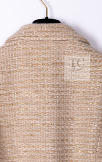 CHANEL 00A Vintage Beige Sequin Embellishments Wool Alpaca Coat 38 シャネル ヴィンテージ ベージュ スパンコール ウール アルパカ コート 即発