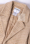 CHANEL 00A Vintage Beige Sequin Embellishments Wool Alpaca Coat 38 シャネル ヴィンテージ ベージュ スパンコール ウール アルパカ コート 即発