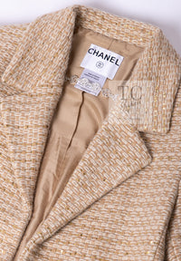 CHANEL 00A Vintage Beige Sequin Embellishments Wool Alpaca Coat 38 シャネル ヴィンテージ ベージュ スパンコール ウール アルパカ コート 即発