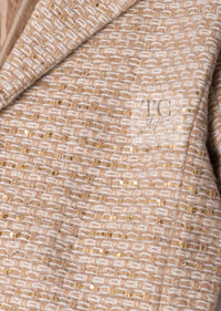 CHANEL 00A Vintage Beige Sequin Embellishments Wool Alpaca Coat 38 シャネル ヴィンテージ ベージュ スパンコール ウール アルパカ コート 即発