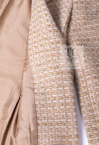 CHANEL 00A Vintage Beige Sequin Embellishments Wool Alpaca Coat 38 シャネル ヴィンテージ ベージュ スパンコール ウール アルパカ コート 即発