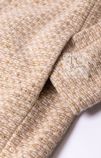 CHANEL 00A Vintage Beige Sequin Embellishments Wool Alpaca Coat 38 シャネル ヴィンテージ ベージュ スパンコール ウール アルパカ コート 即発