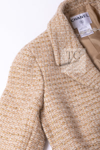 CHANEL 00A Vintage Beige Sequin Embellishments Wool Alpaca Coat 38 シャネル ヴィンテージ ベージュ スパンコール ウール アルパカ コート 即発