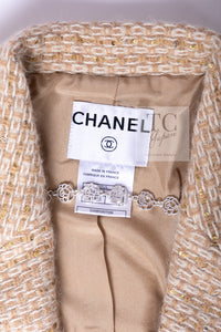 CHANEL 00A Vintage Beige Sequin Embellishments Wool Alpaca Coat 38 シャネル ヴィンテージ ベージュ スパンコール ウール アルパカ コート 即発