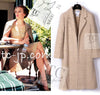CHANEL 00A Vintage Beige Sequin Embellishments Wool Alpaca Coat 38 シャネル ヴィンテージ ベージュ スパンコール ウール アルパカ コート 即発