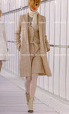 CHANEL 00A Vintage Beige Sequin Embellishments Wool Alpaca Coat 38 シャネル ヴィンテージ ベージュ スパンコール ウール アルパカ コート 即発