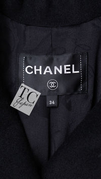 CHANEL 16PF Black Cashmere Gold Logo Button Double Long Coat 34 36 シャネル ブラック カシミア ゴールド ロゴ ボタン ダブル ピー ロング コート 即発