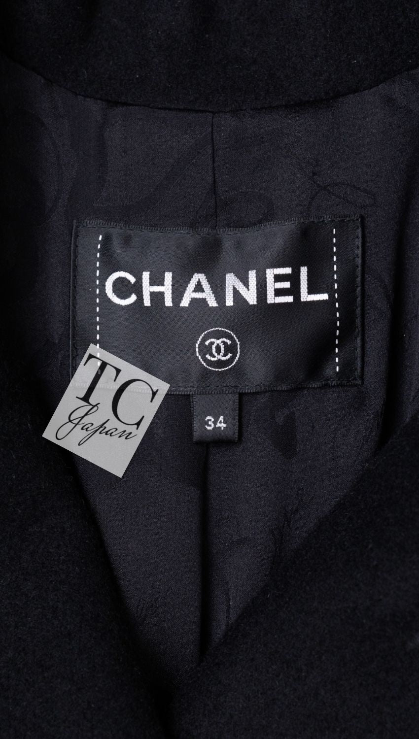 CHANEL 16PF Black Cashmere Gold Logo Button Double Long Coat 34 36 シャネル ブラック カシミア ゴールド ロゴ ボタン ダブル ピー ロング コート 即発