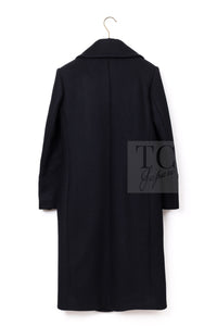 CHANEL 16PF Black Cashmere Gold Logo Button Double Long Coat 34 36 シャネル ブラック カシミア ゴールド ロゴ ボタン ダブル ピー ロング コート 即発