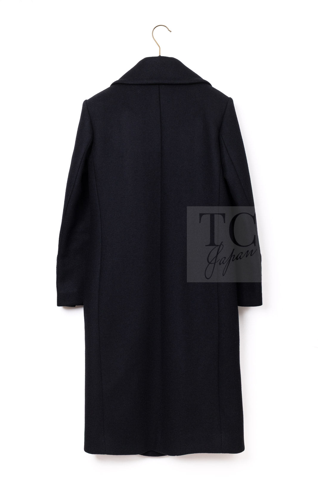 CHANEL 16PF Black Cashmere Gold Logo Button Double Long Coat 34 36 シャネル ブラック カシミア ゴールド ロゴ ボタン ダブル ピー ロング コート 即発