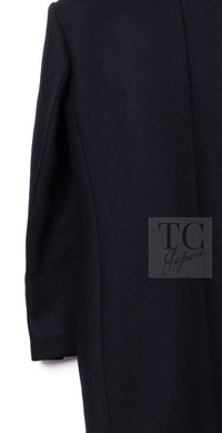CHANEL 16PF Black Cashmere Gold Logo Button Double Long Coat 34 36 シャネル ブラック カシミア ゴールド ロゴ ボタン ダブル ピー ロング コート 即発