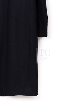 CHANEL 16PF Black Cashmere Gold Logo Button Double Long Coat 34 36 シャネル ブラック カシミア ゴールド ロゴ ボタン ダブル ピー ロング コート 即発