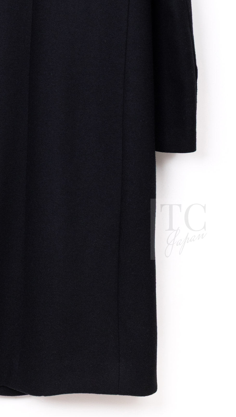 CHANEL 16PF Black Cashmere Gold Logo Button Double Long Coat 34 36 シャネル ブラック カシミア ゴールド ロゴ ボタン ダブル ピー ロング コート 即発