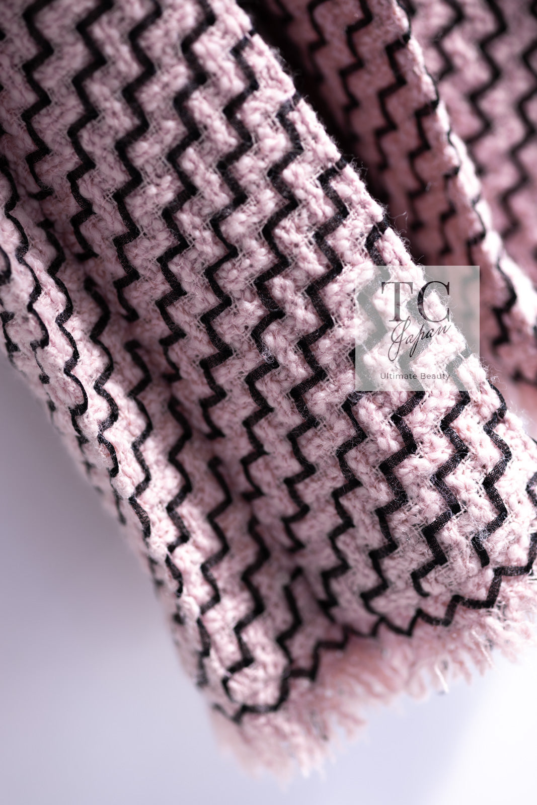 CHANEL 16PF Mauve Pink Black Ribbon Wool Tweed Coat 36 シャネル モーブピンク ブラック リボン ウール ツイード コート 即発