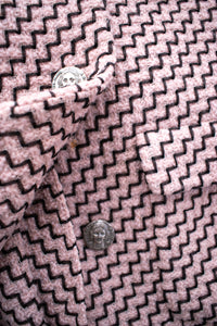 CHANEL 16PF Mauve Pink Black Ribbon Wool Tweed Coat 36 シャネル モーブピンク ブラック リボン ウール ツイード コート 即発 - TC JAPAN