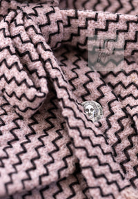 CHANEL 16PF Mauve Pink Black Ribbon Wool Tweed Coat 36 シャネル モーブピンク ブラック リボン ウール ツイード コート 即発 - TC JAPAN