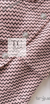 CHANEL 16PF Mauve Pink Black Ribbon Wool Tweed Coat 36 シャネル モーブピンク ブラック リボン ウール ツイード コート 即発 - TC JAPAN