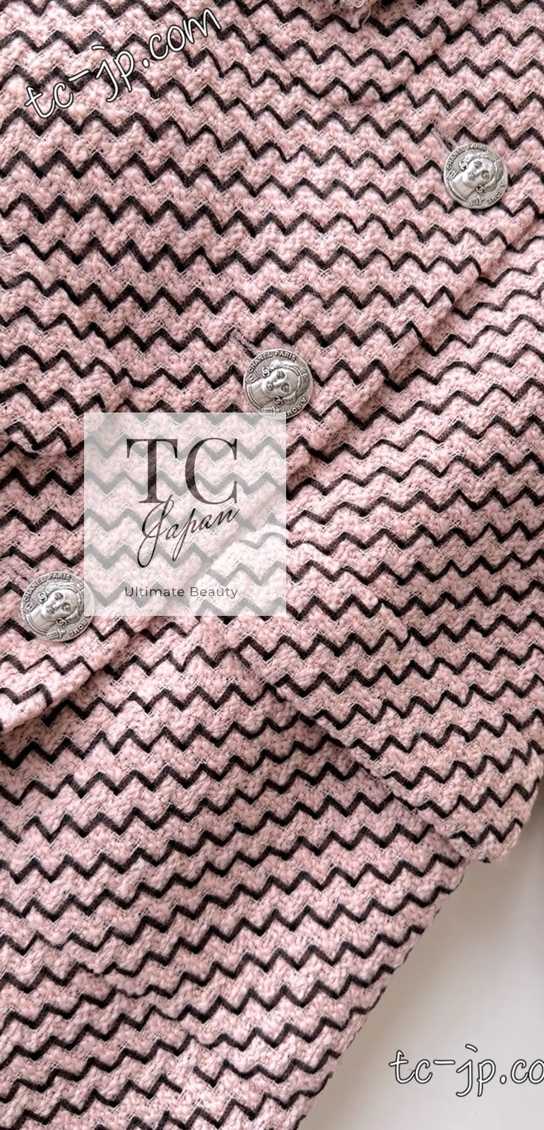 CHANEL 16PF Mauve Pink Black Ribbon Wool Tweed Coat 36 シャネル モーブピンク ブラック リボン ウール ツイード コート 即発 - TC JAPAN