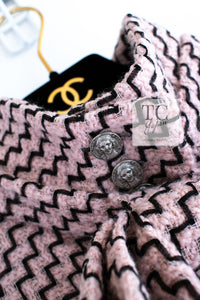 CHANEL 16PF Mauve Pink Black Ribbon Wool Tweed Coat 36 シャネル モーブピンク ブラック リボン ウール ツイード コート 即発