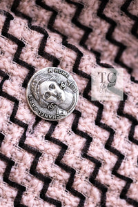 CHANEL 16PF Mauve Pink Black Ribbon Wool Tweed Coat 36 シャネル モーブピンク ブラック リボン ウール ツイード コート 即発