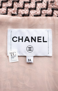 CHANEL 16PF Mauve Pink Black Ribbon Wool Tweed Coat 36 シャネル モーブピンク ブラック リボン ウール ツイード コート 即発