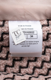 CHANEL 16PF Mauve Pink Black Ribbon Wool Tweed Coat 36 シャネル モーブピンク ブラック リボン ウール ツイード コート 即発