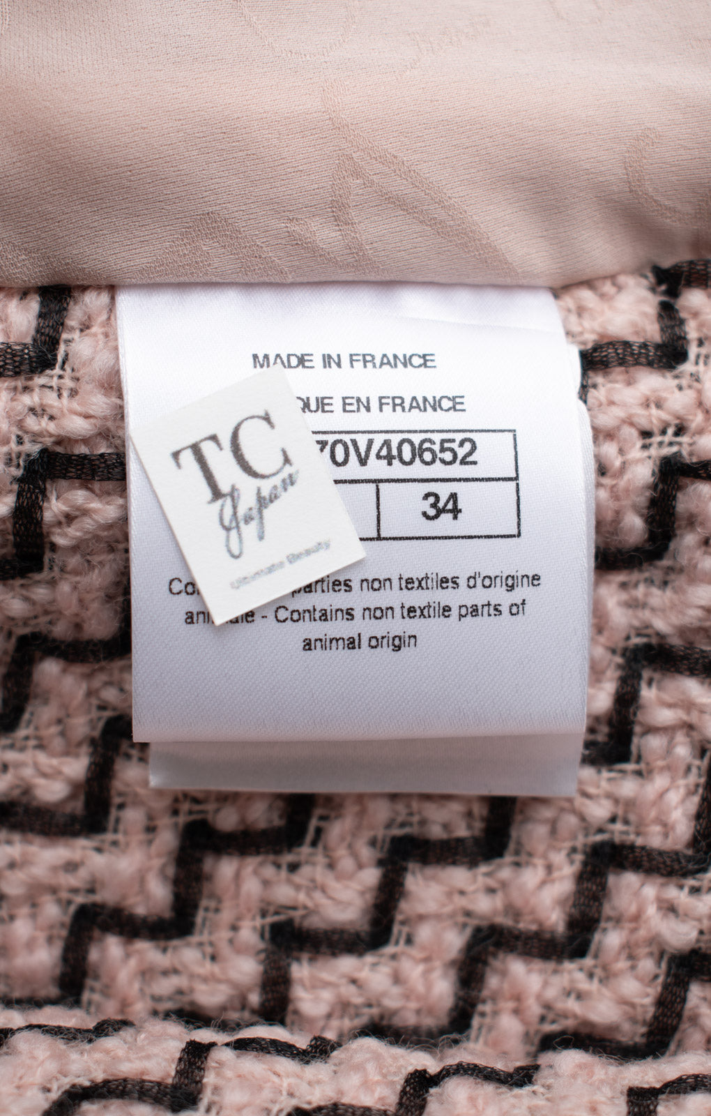 CHANEL 16PF Mauve Pink Black Ribbon Wool Tweed Coat 36 シャネル モーブピンク ブラック リボン ウール ツイード コート 即発