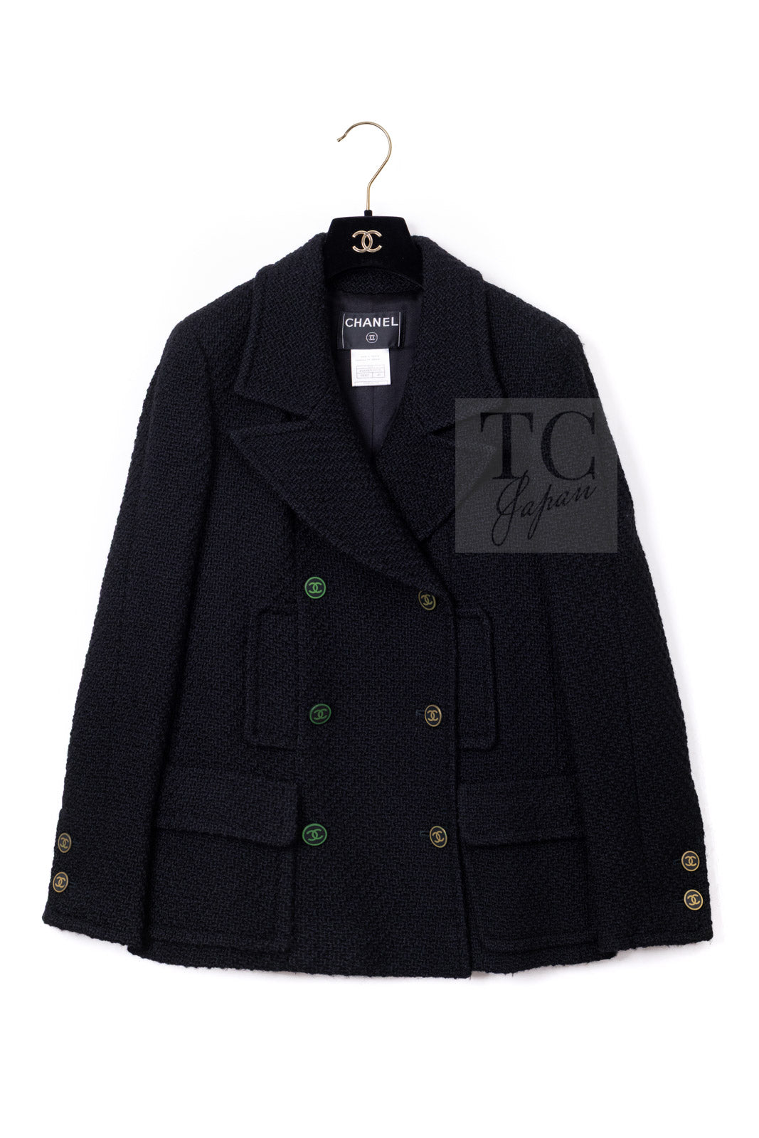 CHANEL 01A Black Double Wool Jacket Coat 38 40 42 シャネル ブラック ウール ダブル ジャケット コート 即発 - TC JAPAN