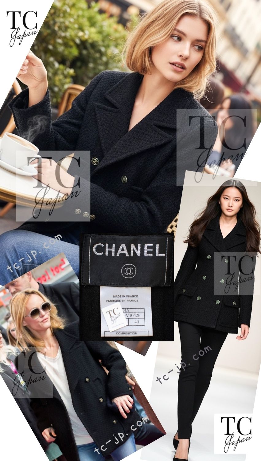 CHANEL 01A Black Double Wool Jacket Coat 38 40 42 シャネル ブラック ウール ダブル ジャケット コート 即発 - TC JAPAN