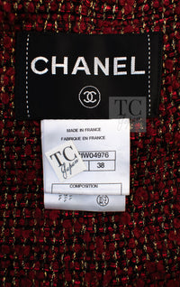 CHANEL Cape Coat Black Red Trim Metallic Tweed Poncho 38 シャネル ケープ コート ブラック レッド トリム メタリック ツイード ポンチョ