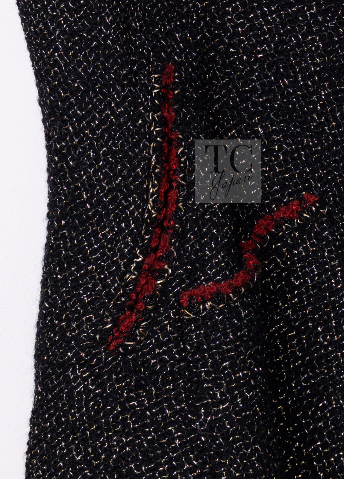 CHANEL Cape Coat Black Red Trim Metallic Tweed Poncho 38 シャネル ケープ コート ブラック レッド トリム メタリック ツイード ポンチョ