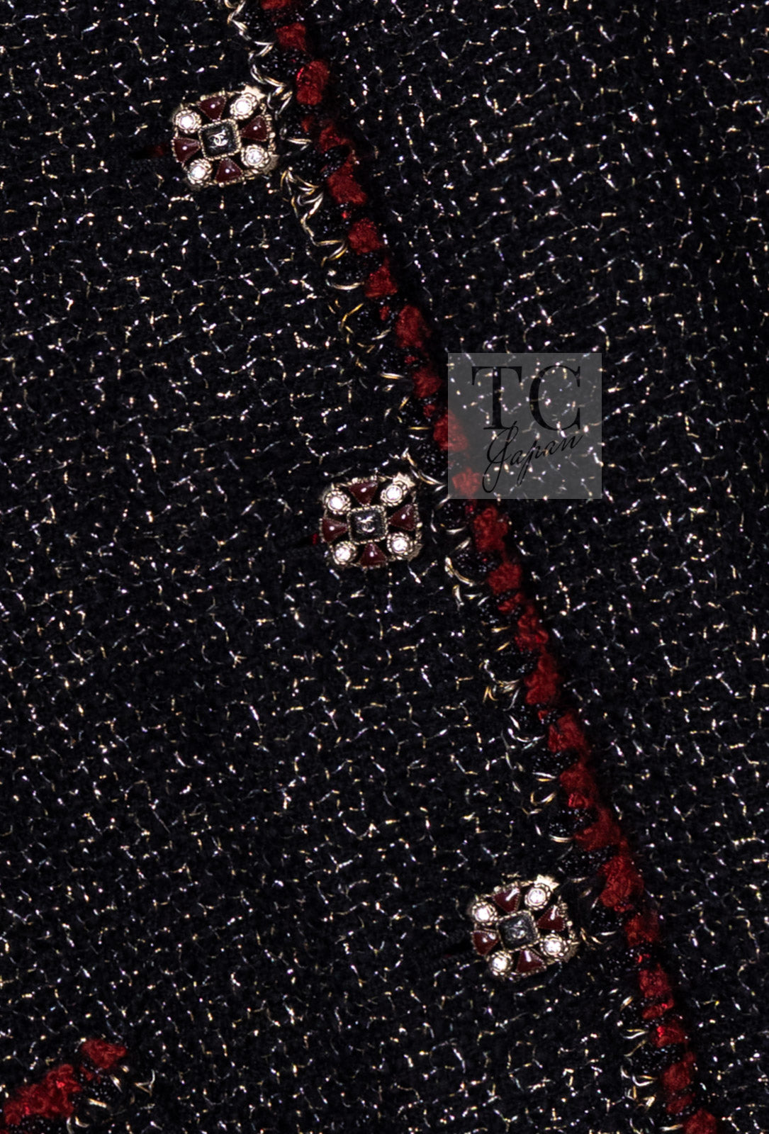 CHANEL Cape Coat Black Red Trim Metallic Tweed Poncho 38 シャネル ケープ コート ブラック レッド トリム メタリック ツイード ポンチョ