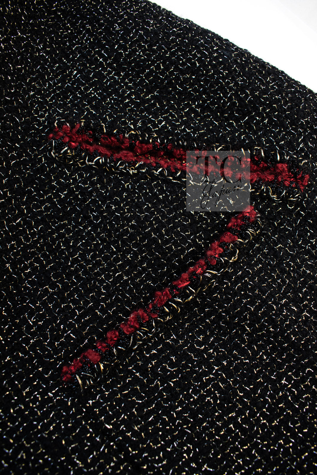 CHANEL Cape Coat Black Red Trim Metallic Tweed Poncho 38 シャネル ケープ コート ブラック レッド トリム メタリック ツイード ポンチョ