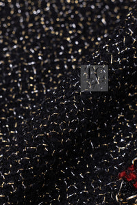 CHANEL Cape Coat Black Red Trim Metallic Tweed Poncho 38 シャネル ケープ コート ブラック レッド トリム メタリック ツイード ポンチョ