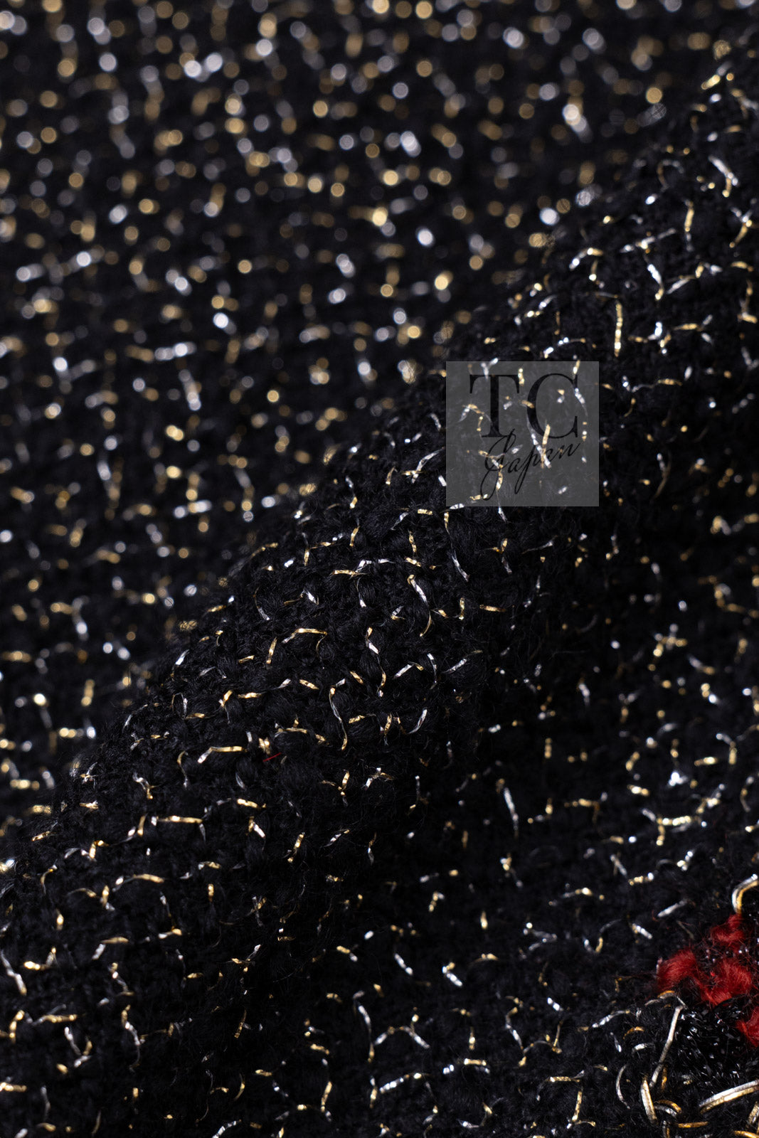 CHANEL Cape Coat Black Red Trim Metallic Tweed Poncho 38 シャネル ケープ コート ブラック レッド トリム メタリック ツイード ポンチョ