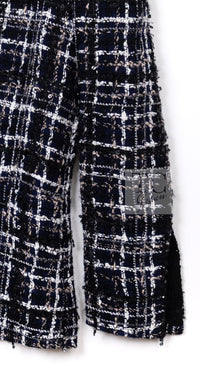 CHANEL 04A Navy Ivory Beige Sequin Tweed Jacket Coat 38 | HK