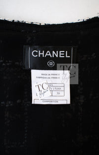 CHANEL 04A Navy Ivory Beige Sequin Tweed Jacket Coat 38 | HK