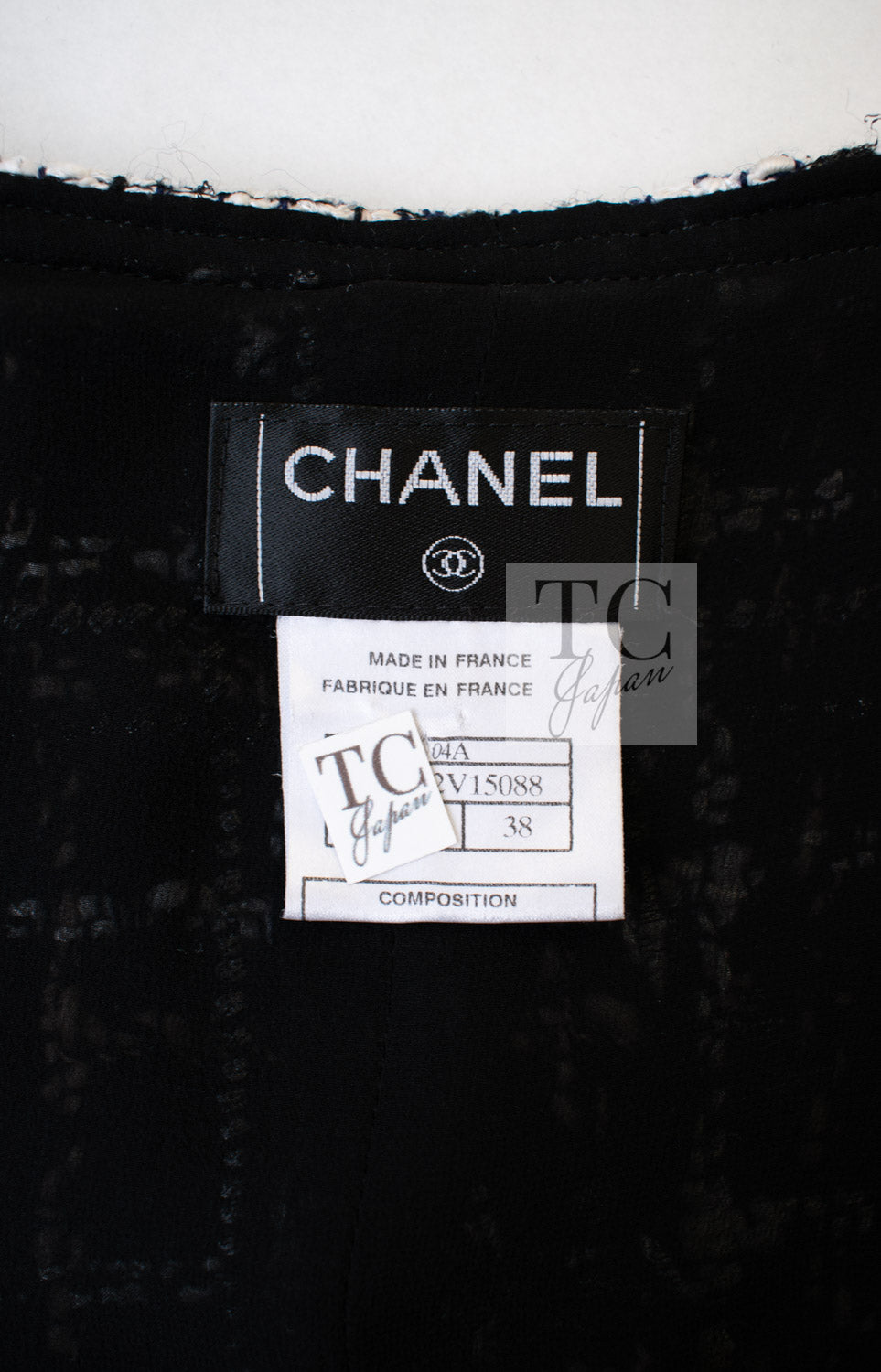 CHANEL 04A Navy Ivory Beige Sequin Tweed Jacket Coat 38 | HK