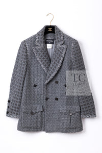 CHANEL 11A Gray Wool Double Tweed Coat Jacket HOMME 50 シャネル グレー ウール ダブル ツイード コート ジャケット メンズ 即発