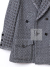 CHANEL 11A Gray Wool Double Tweed Coat Jacket HOMME 50 シャネル グレー ウール ダブル ツイード コート ジャケット メンズ 即発